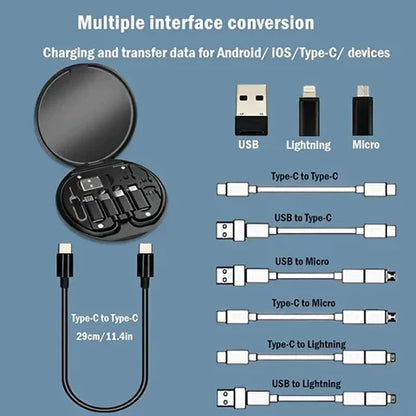 Multifunctional 60W Fast Charging Data Cable Storage Box with Mobile Stand