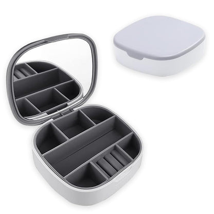 Mini Jewelry Box & Necklace Organizer with Mirror for Travel