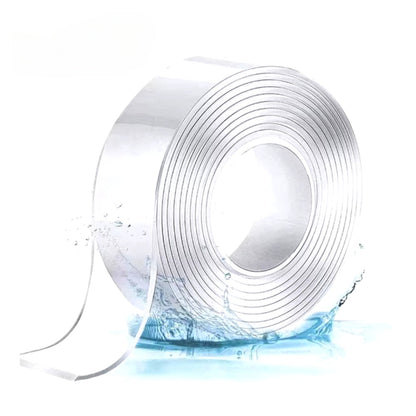 Roll of clear adhesive tape with water effect on a white background
