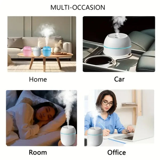 3-in-1 USB Portable Air Humidifier with LED Light 260ml | Mini Air Freshener
