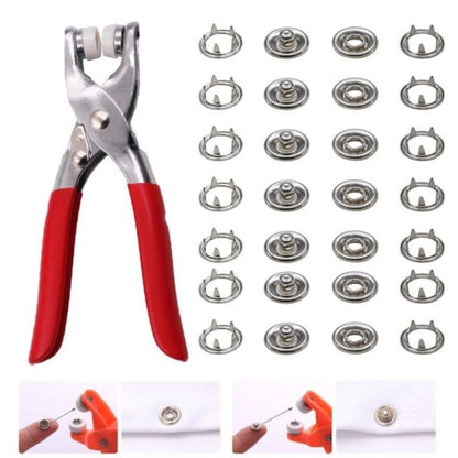 Metal Hand Press Tich Button Fixer Machine with 25 Snap Buttons | Sewing & DIY Tool