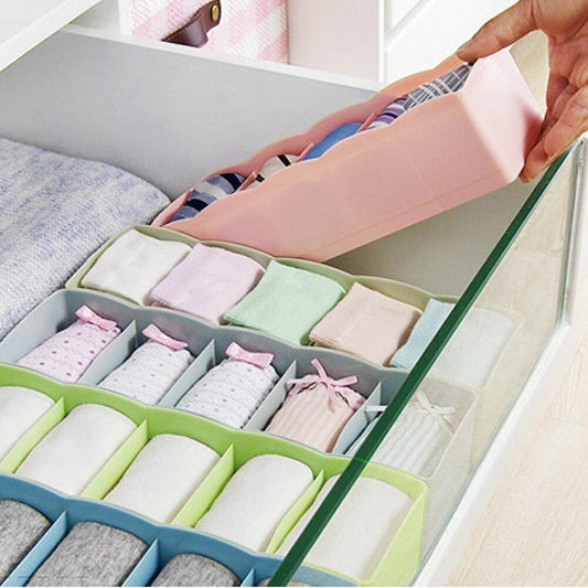 3pcs 5-Grid Plastic Multi-Purpose Drawer Divider Storage Box